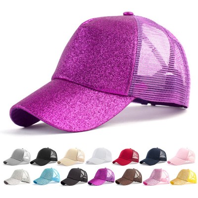 Fashion s Ponytail Baseball Cap Sequins Shiny Snapback Hip Hop Hat Sun Caps  eb-40480816